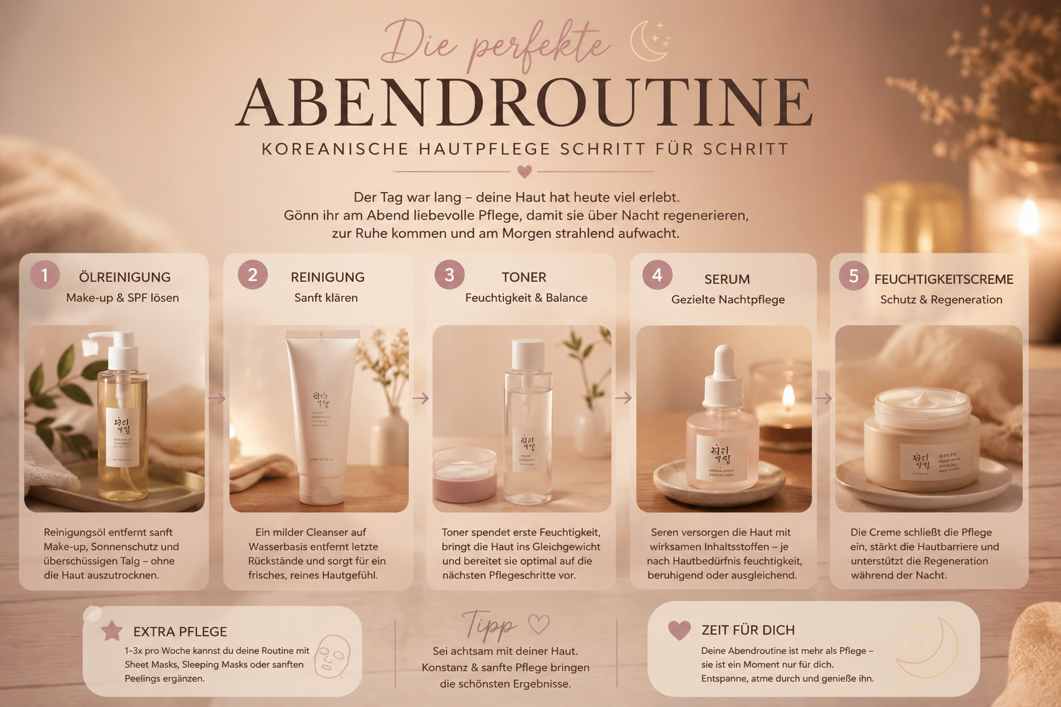 Die perfekte Abendroutine – koreanische Hautpflege am Abend Schritt für Schritt erklärt