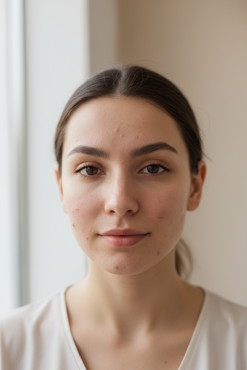 eine frau mit Unreine Haut und akne
