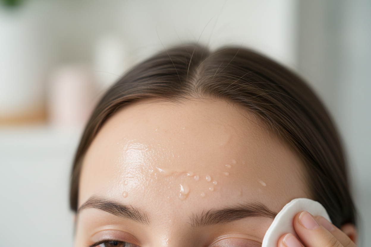 Stirn mit toner drauf